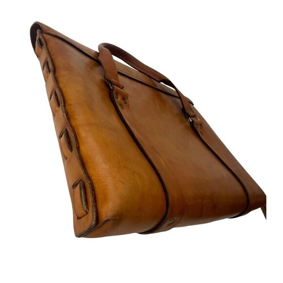 Vintage Executive Briefcase Leather with Braided Detail 16" x 13" Rare Computer - Picture 3 of 13